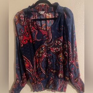 Lascana Venus Paisley Print Women's Top - Blue and Red Size Small.